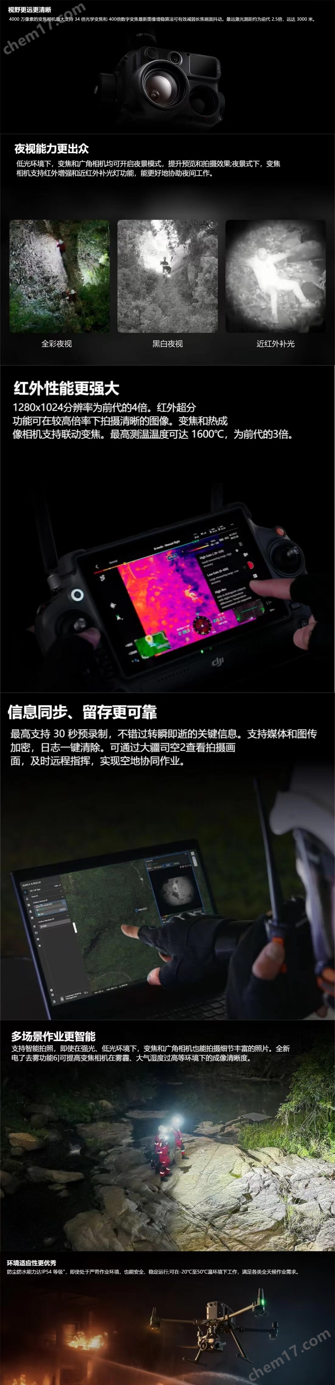 炮机videosAV 禅思H30T搭配无人机巡检摄像机全彩夜视
